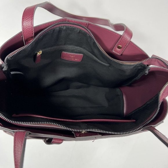 Nanette Lepore Burgundy Arriss Triple Section Shoulder Tote Bag Women Handbags - Picture 10 of 16